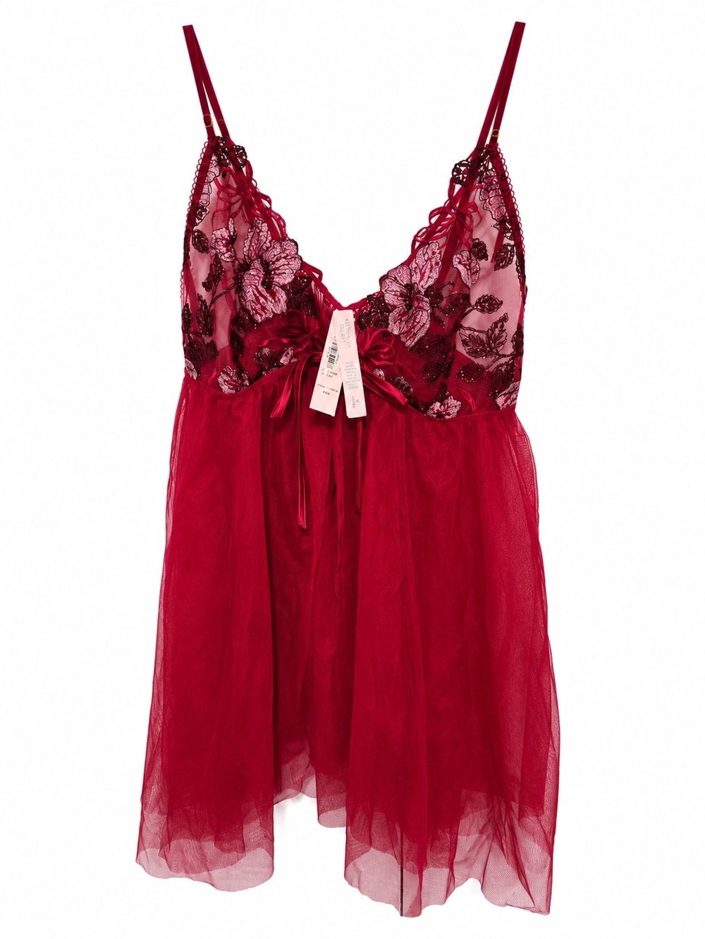 Victoria's Secret Burgundy Lace & Tulle Chemise NWT